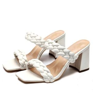 White Braided Heels